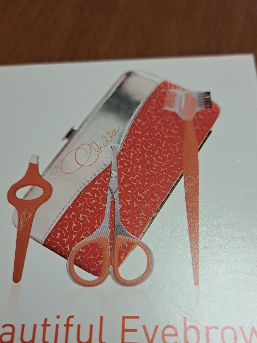 Chella Beautiful Eyebrow Tools Kit - Orange and Silver Accents - Picture 3 of 3